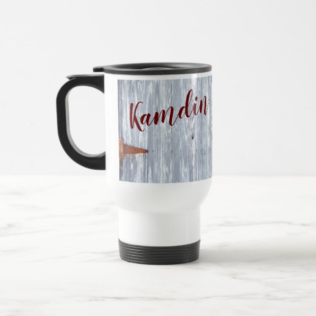 Taza De Viaje Bolera de café de 15 onzas personalizada Wash blan (Izquierda)