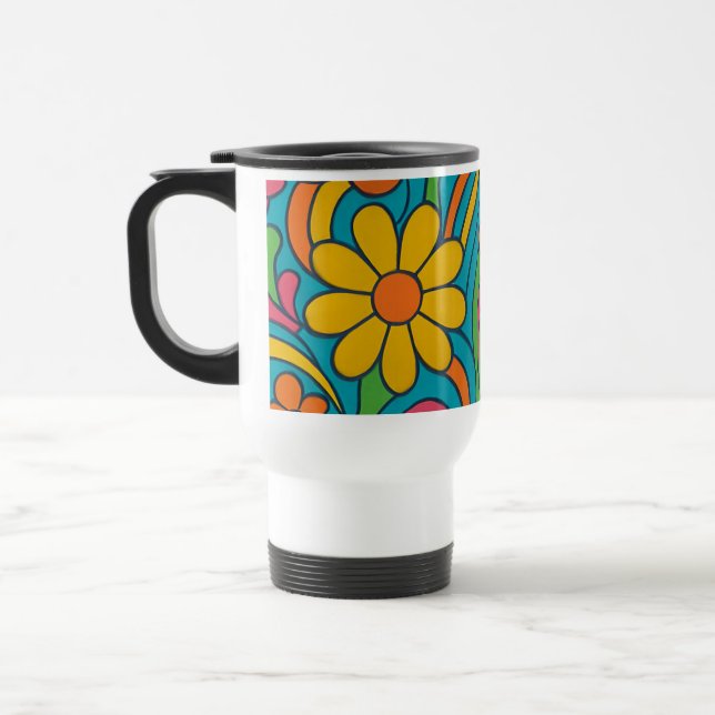 TAZA DE VIAJE "BOLSA DE CAFÉ FLORAL" (Izquierda)