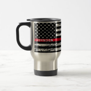 Taza De Viaje Bombero delgado línea roja