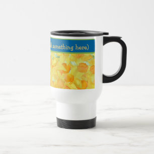 Taza De Viaje Bonito acuarela Golden Daffodis con banda azul