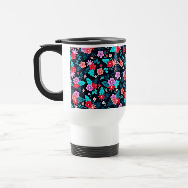 Taza De Viaje Bonito arreglo Ditsy Floral Pattern-56576 (Izquierda)