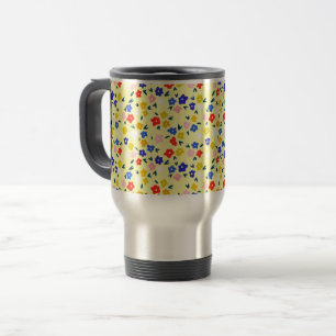 Taza De Viaje Bonito Floral Delicado y Lindo sobre Amarillo Past