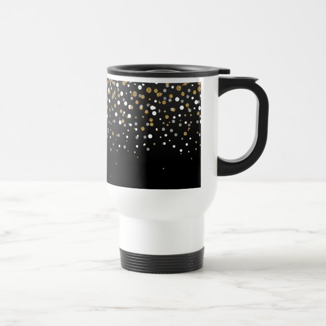 Taza De Viaje Bonito Girly Gold Purpurinas Dots Ilustracion (Derecha)