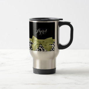 Taza De Viaje Bonito Leopardo Imprimir Viñeta Verde Primavera c