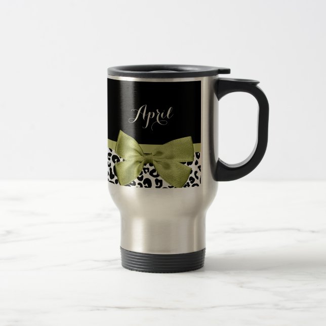 Taza De Viaje Bonito Leopardo Imprimir Viñeta Verde Primavera co (Derecha)