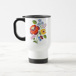 Taza De Viaje Bordado de Kalocsa - arte popular húngaro
