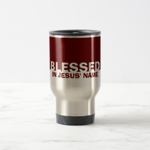 Taza De Viaje Borgoña Moderna BENDIDA En Nombre De Jesús Cristia