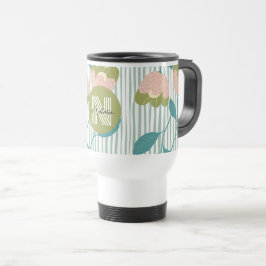Taza De Viaje Botánica azul y verde sabio personalizada