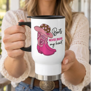 Taza De Viaje Botas de vaquera rosadas de estilo western para ba
