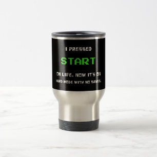 Taza De Viaje Botón Retro de 8 Bits Pixel Art para Jugadores