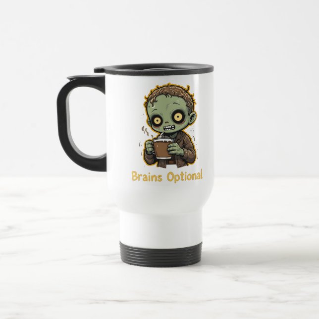 Taza De Viaje Brains Optional Zombie Coffee Funny Cute Undead  (Izquierda)