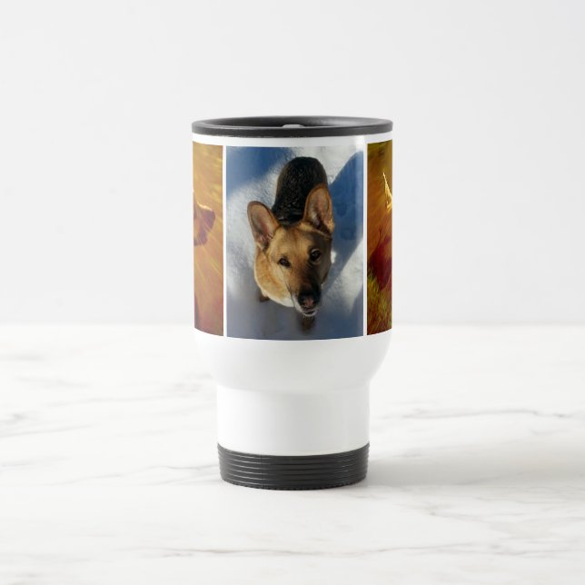Taza De Viaje Brilla sobre mí y nevado pastor alemán fango de vi (Centro)