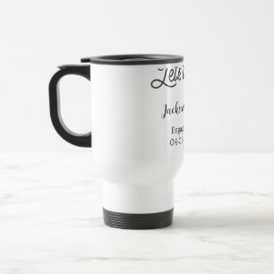 Taza De Viaje Brindemos por el nombre de la fecha de la fiesta d