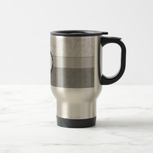 Taza De Viaje Briznas florales y rayas de la nieve de plata con