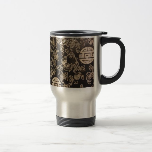 Taza De Viaje Brocade chino - plata y negro (Derecha)