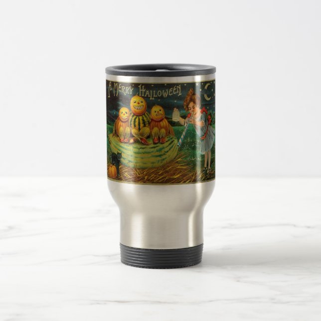 Taza De Viaje Broma de bruja joven: Hombres de calabaza en Altar (Centro)