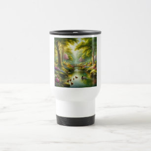 Taza De Viaje Brook de primavera con patos/flores