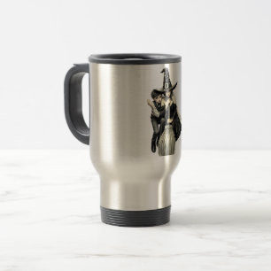 Taza De Viaje Bruja y niño de Halloween: Dúo mágico oscuro