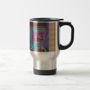 Taza De Viaje Buda pop con fronteras amarillas y rosas