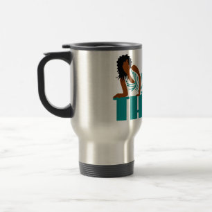 Taza De Viaje Buen truco - Mujer con vestido negro a rayas