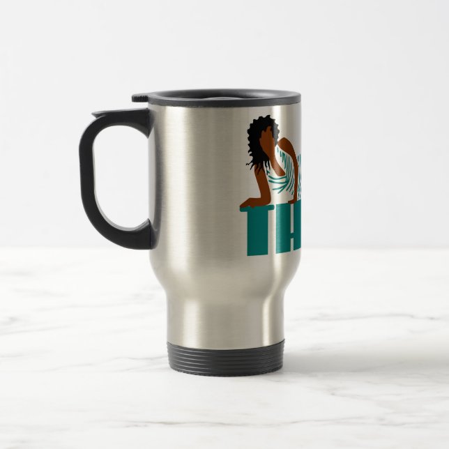 Taza De Viaje Buen truco - Mujer con vestido negro a rayas (Izquierda)