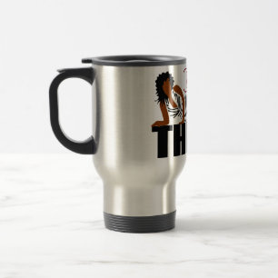 Taza De Viaje Buen truco - Mujer con vestido negro a rayas