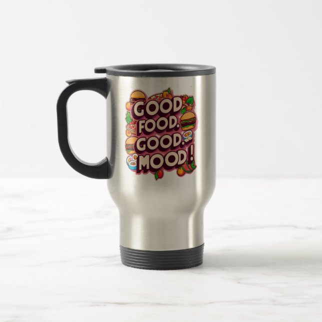 Taza De Viaje Buena comida, buen humor: vibrante y alegre diseño (Izquierda)