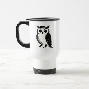 Taza De Viaje Búho Minimalista – Ilustración de Animal con Pince