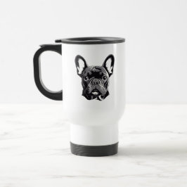 Taza De Viaje Bulldog francés personalizado negro y blanco