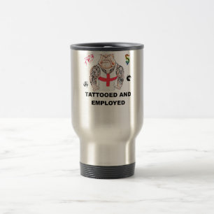 Taza De Viaje Bulldog tatuado y empleado con Tats tribal