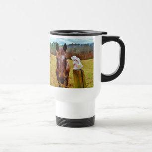 Taza De Viaje Bunny de Pascua y caballo marrón