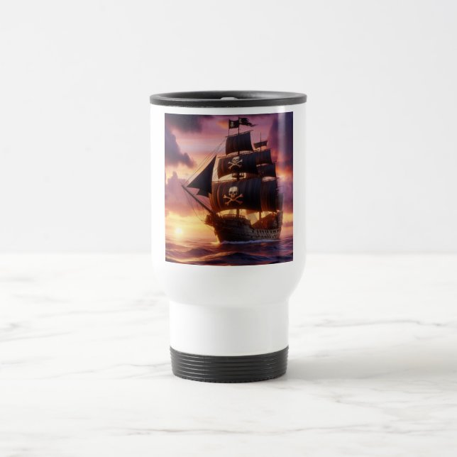 Taza De Viaje Buque pirata al amanecer (Centro)