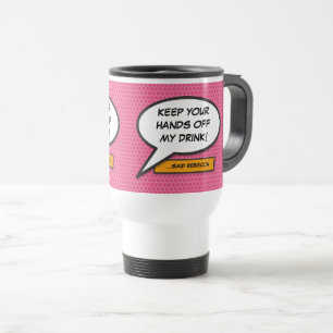 Taza De Viaje Burbuja de Cómic de Hablado Personalizada Rosa Div