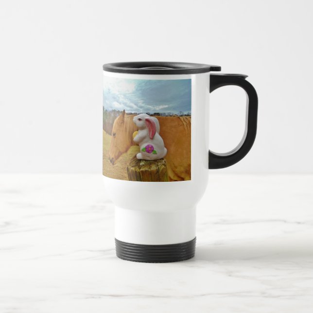 Taza De Viaje Caballo amarillo, conejo de primavera (Derecha)