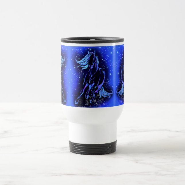 Taza De Viaje Caballo Corriendo En Blue Starry Night Mug Gift (Centro)