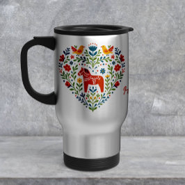Taza de viaje Caballo Dala Arte Popular Nórdico