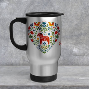 Taza de viaje Caballo Dala Arte Popular Nórdico