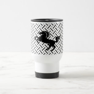 Taza De Viaje Caballo de cuadros blancos y negros