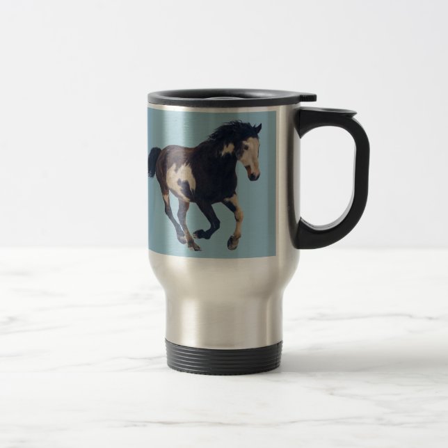 Taza De Viaje Caballo de pintura Pinto americano de Galloping Wi (Derecha)