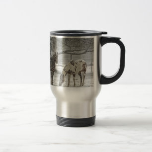 Taza De Viaje caballo invierno nieve granja rancho animales neva