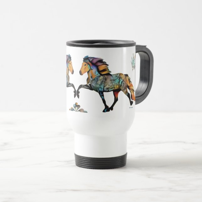 Taza De Viaje Caballo islandés de Pop Art (Anverso derecho)
