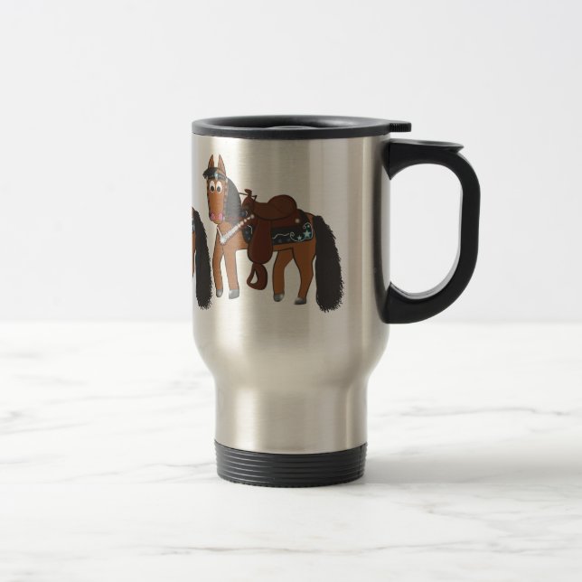 Taza De Viaje Caballo occidental del dibujo animado lindo (Derecha)