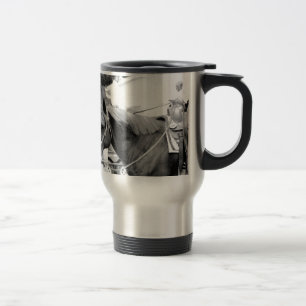 Taza De Viaje Caballo occidental en blanco y negro