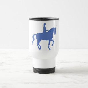 Taza De Viaje Caballo y jinete del Dressage de Piaffe (azules)
