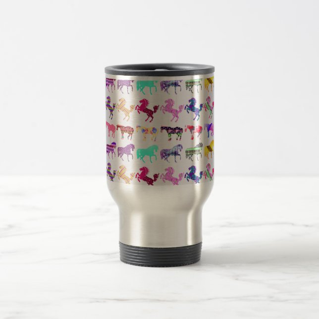 Taza De Viaje Caballos lindos del Multi-Modelo (Centro)