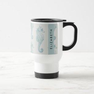 Taza De Viaje Caballos tropicales de mar, patrón de caballito de
