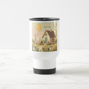 Taza De Viaje Cabaña de campo floral/primavera