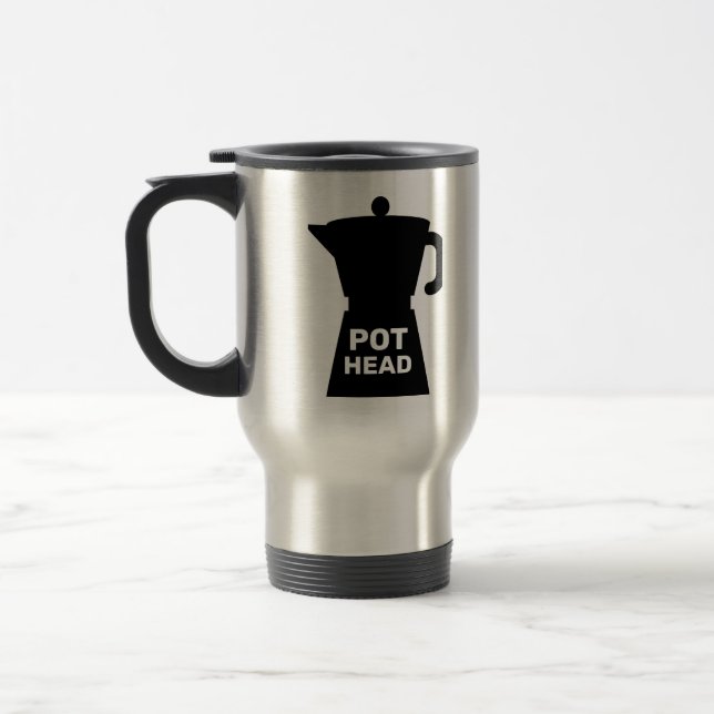 TAZA DE VIAJE CABEZA DE POT FUNNY COFFEE TRAVEL MUG (Izquierda)