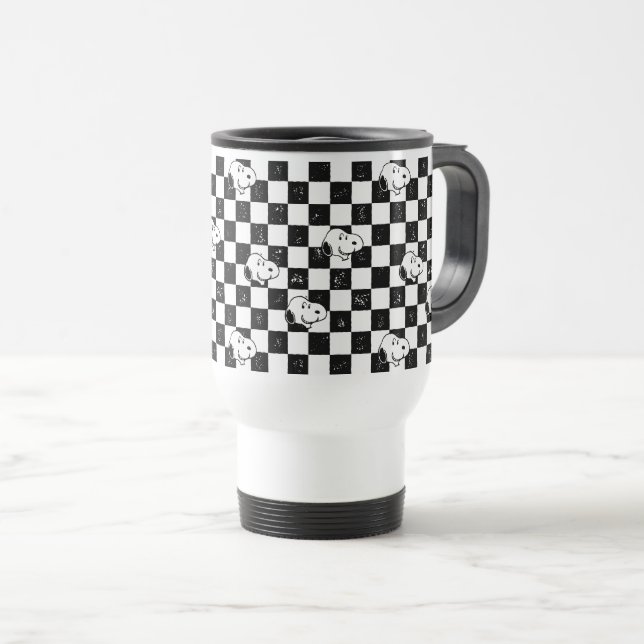 Taza De Viaje Cacahuetes | Bandera de Snoopy Checkered (Anverso derecho)