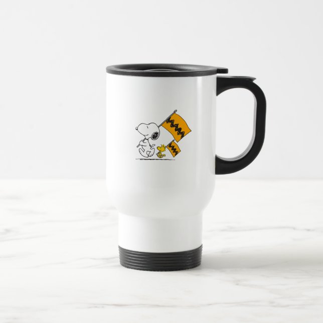 Taza De Viaje Cacahuetes | Banderas Snoopy & Woodstock (Derecha)